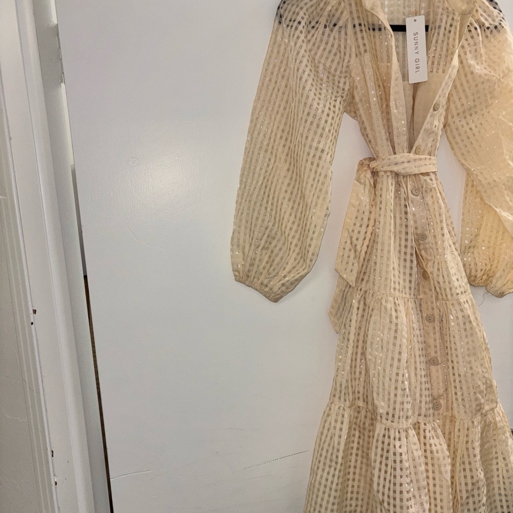 Elegant Cream Polka Dot Dress